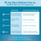 21st Century Slow Release Iron 45mg Tablets, Gentle on Stomach, 60 Count | High-Potency Ferrous Sulfate, Compare VS. Slow FE® & Healthy Red Blood Cells, Gluten Free, No Added Yeast, For Women & Men
