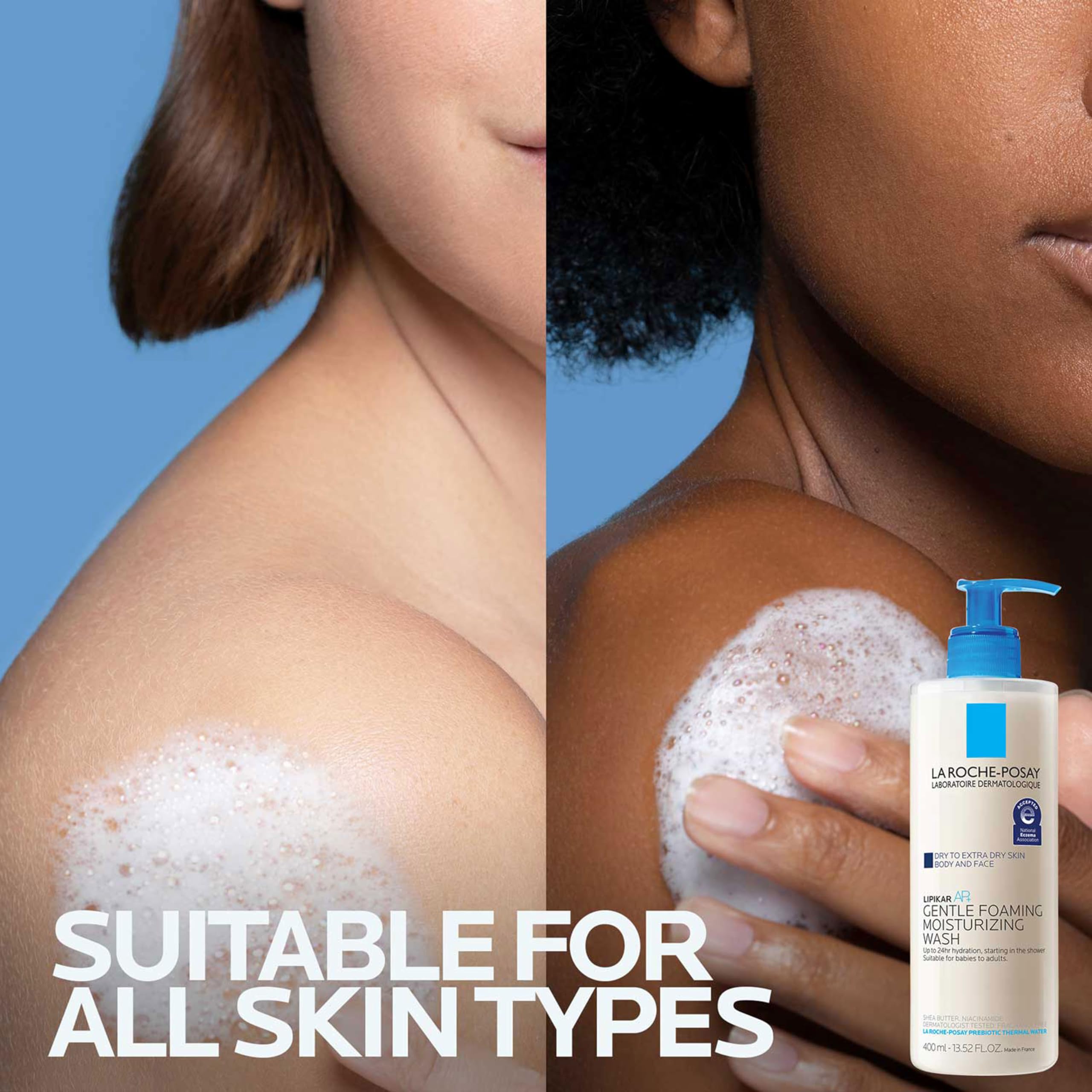 La Roche-Posay Lipikar AP+ Gentle Foaming Moisturizing Wash, Shea Butter + Niacinamide + Glycerin, Moisturizing Body Wash For Dry Skin, National Eczema Association Accepted, Dermatologist Tested
