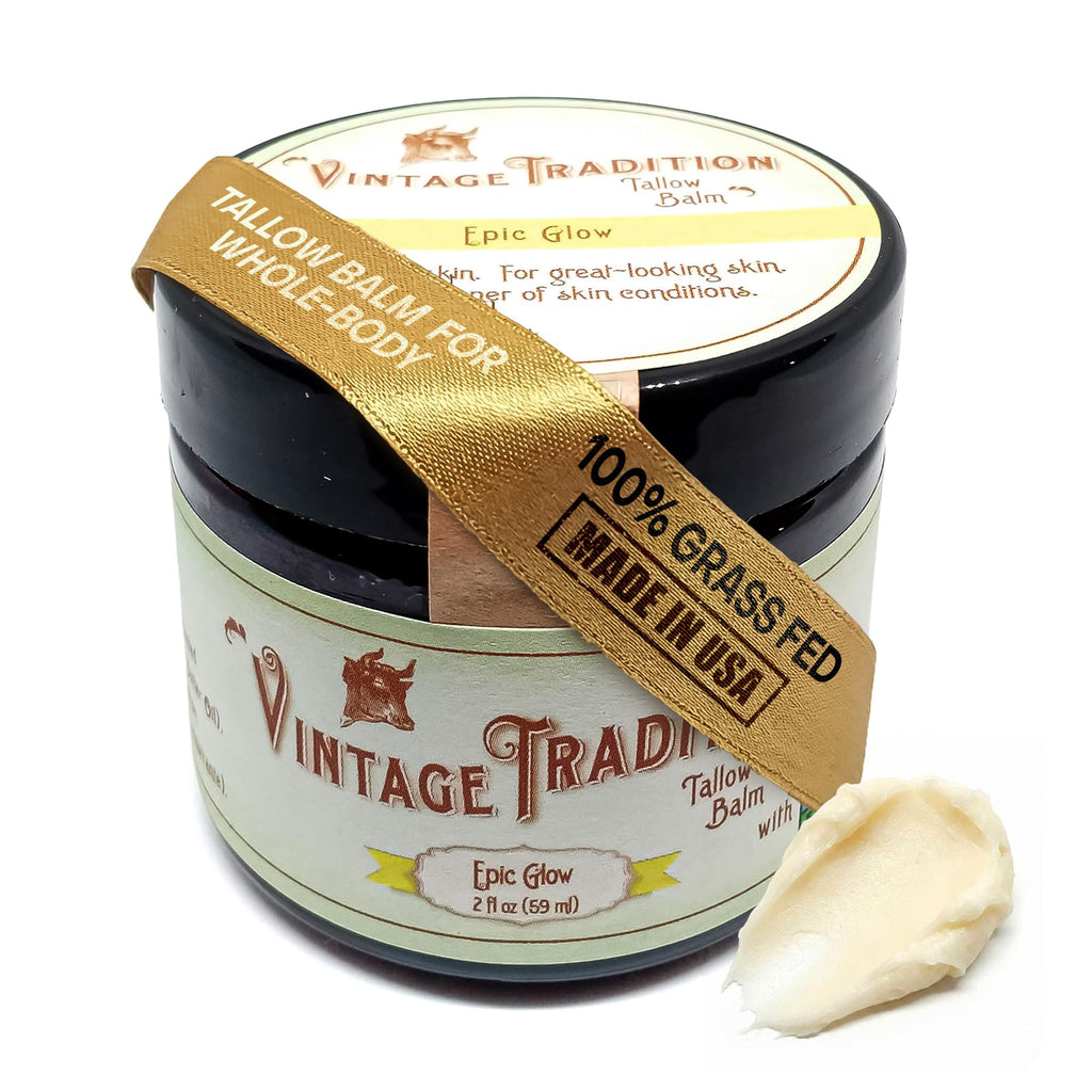 Buy now Vintage Tradition Beef Tallow All Purpose Balm - Healing, Hydrating Weather-Protecting Skin Care Salve Replaces Body Lotion, Hand Cream, More - Essential Oil, Olive Oil, and Grass-Fed Tallow, 2 fl oz. at indiglob india