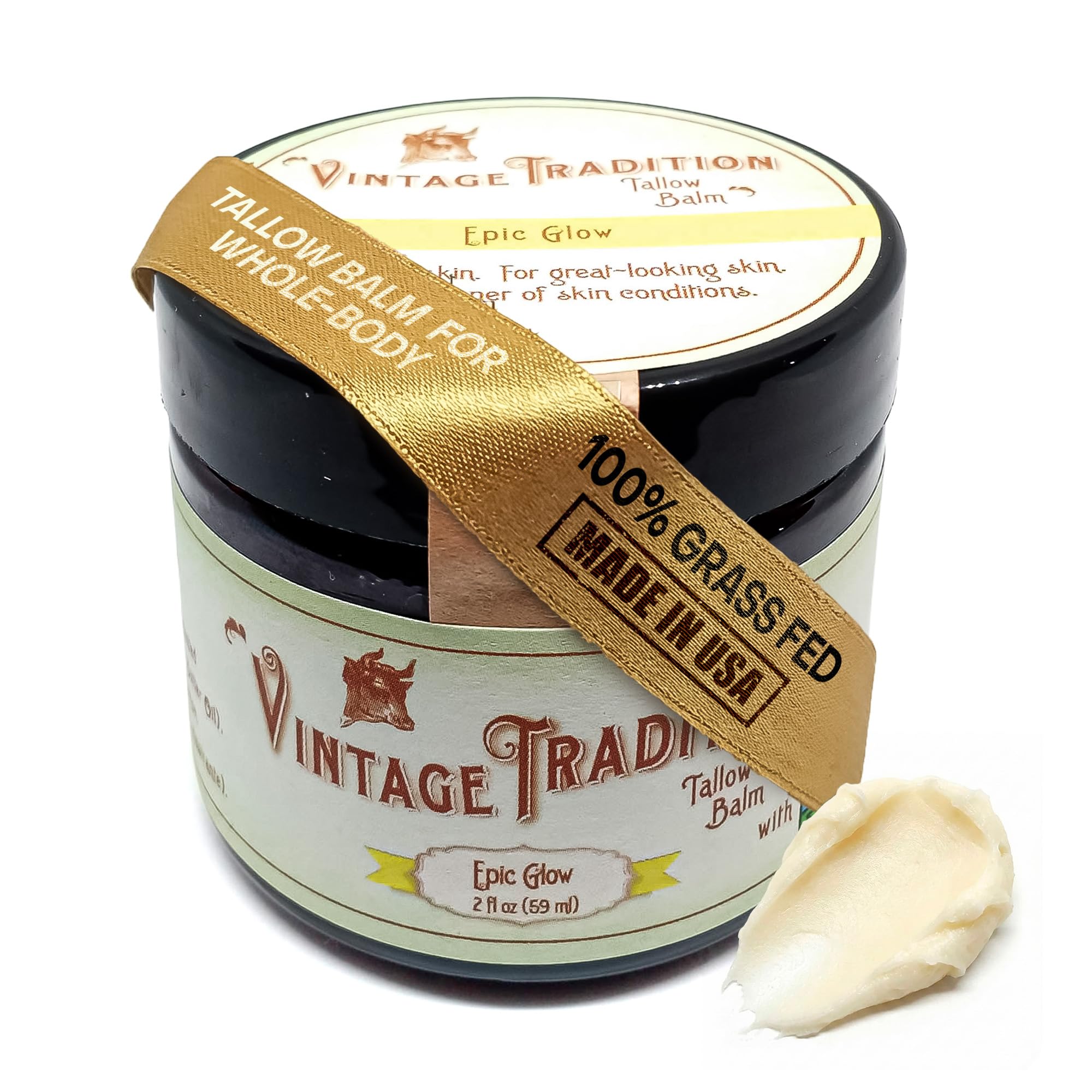 Buy now Vintage Tradition Beef Tallow All Purpose Balm - Healing, Hydrating Weather-Protecting Skin Care Salve Replaces Body Lotion, Hand Cream, More - Essential Oil, Olive Oil, and Grass-Fed Tallow, 2 fl oz. at indiglob india