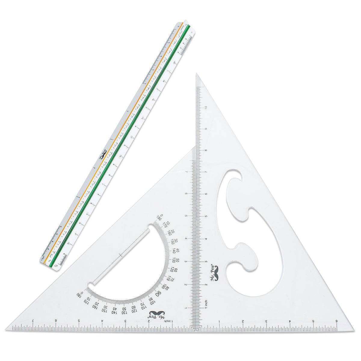 Mr. Pen Architectural Triangular Ruler Set with 12 Inch Triangular Scale