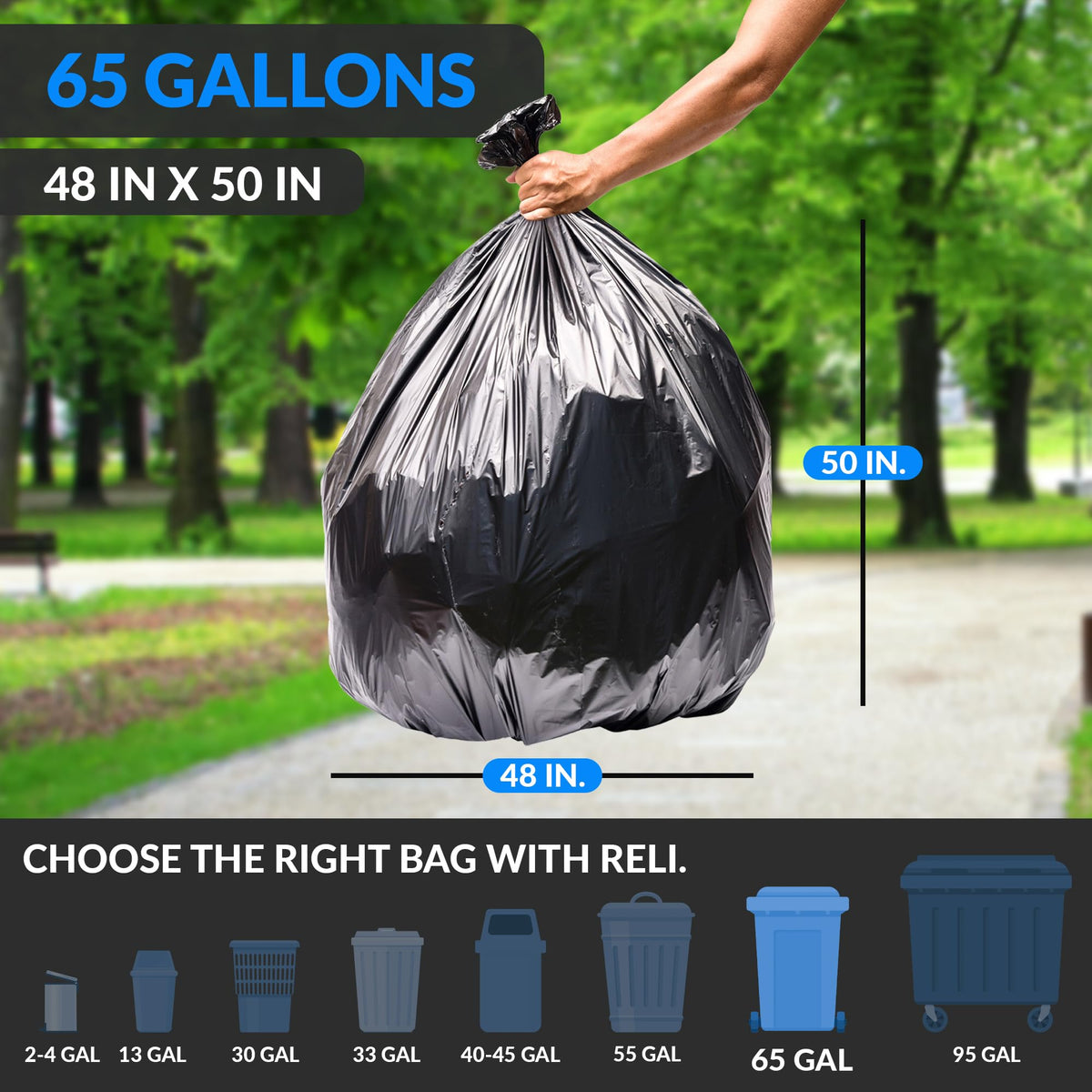 Reli. 65 Gallon Trash Bags Heavy Duty