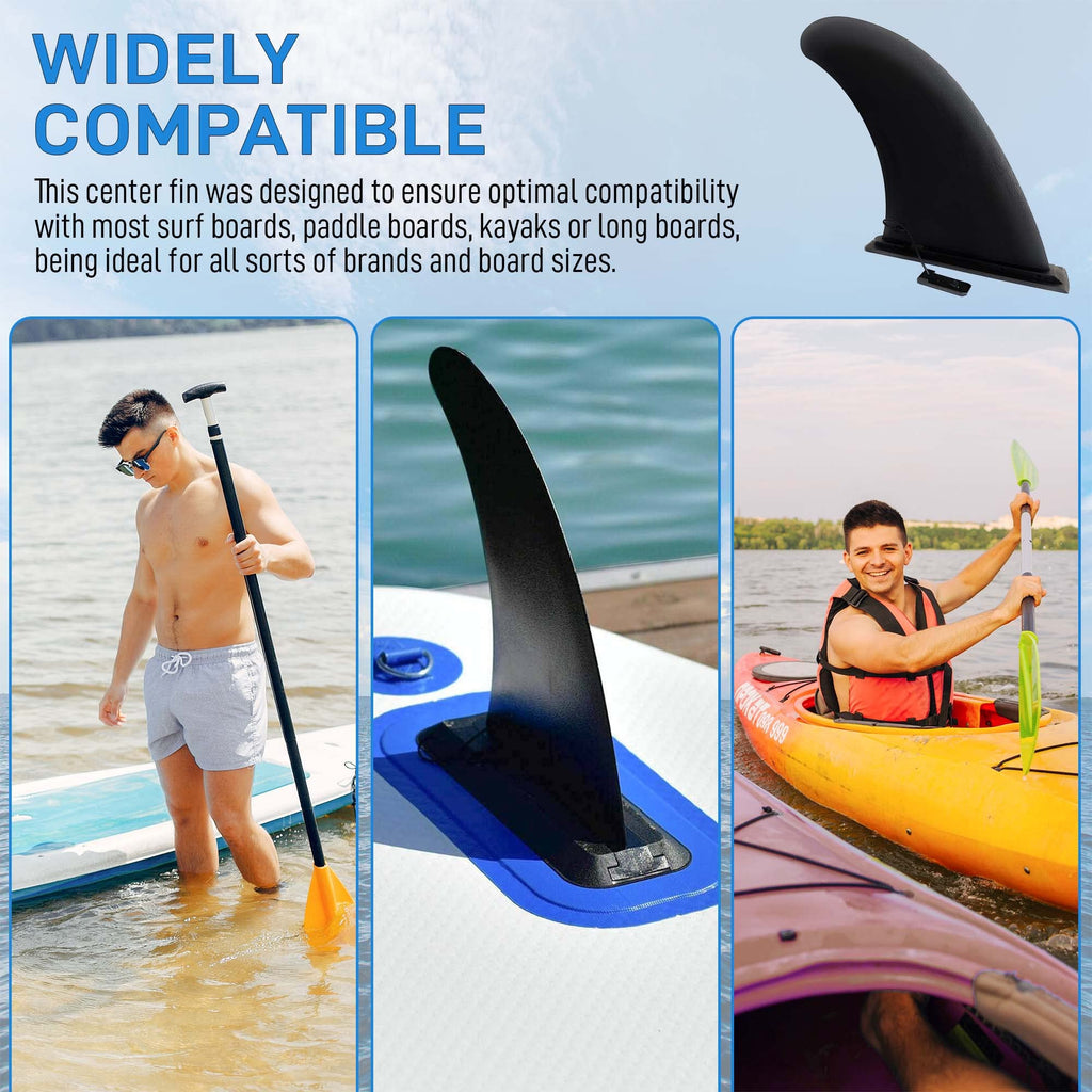 9" Sup Fin Replacement - Stand Up Paddleboard Fin Replacement, Quick Release Longboard Center Inflatable Paddle Board Fin, No-Tool Installation, Improves Stability - Ideal for Beginners and Pros