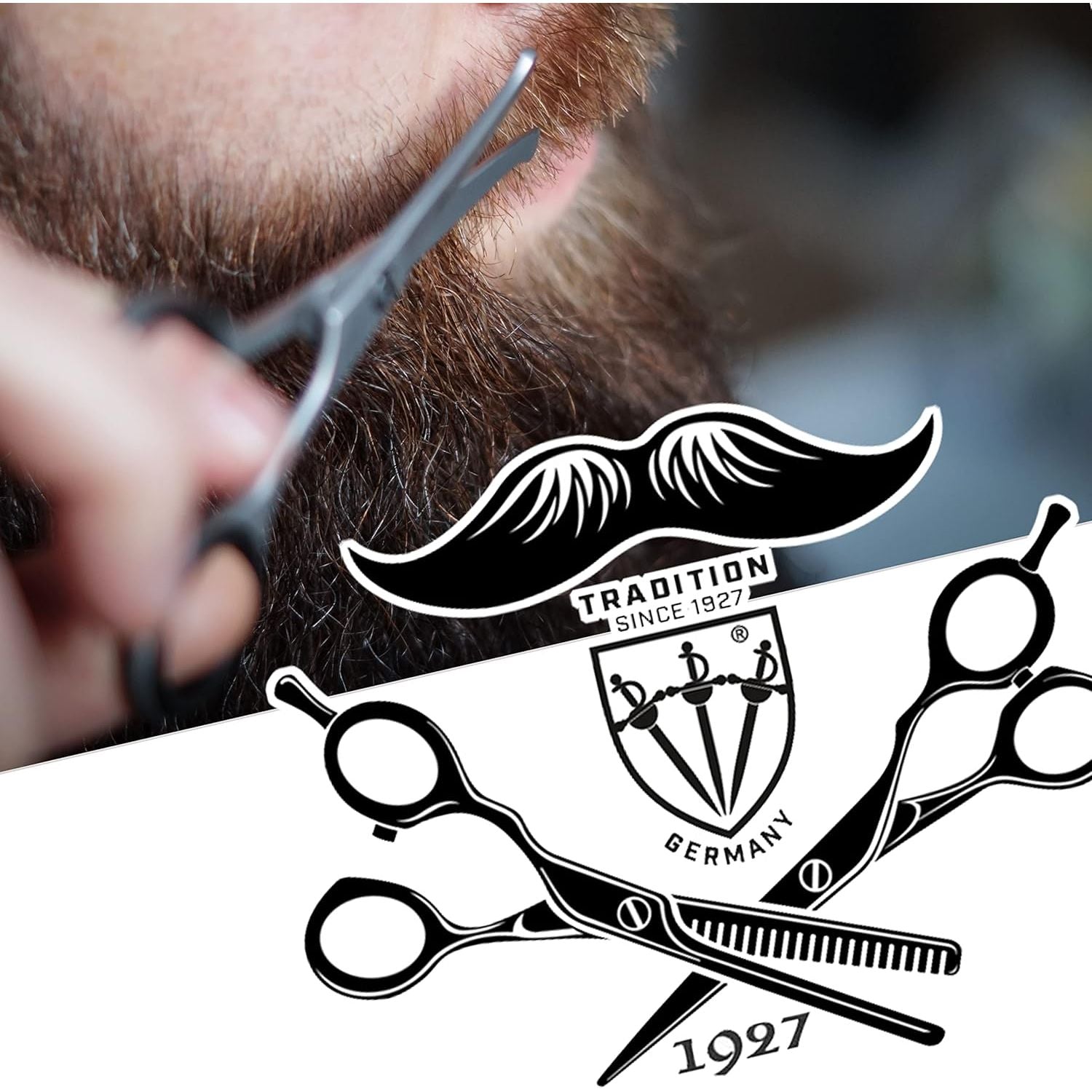 Buy now 3 Swords Germany â€“ professional BEARD MUSTACHE HAIR SCISSORS, stainless steel, straight blade, sharp, with black case at indiglob india