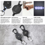 SHENGXIN 2 Pack Retractable Keychain Heavy Duty Carabiner Badge Holder, Tactical ID Badge Reel with 32” Steel Retractable Cord, 8.0 OZ