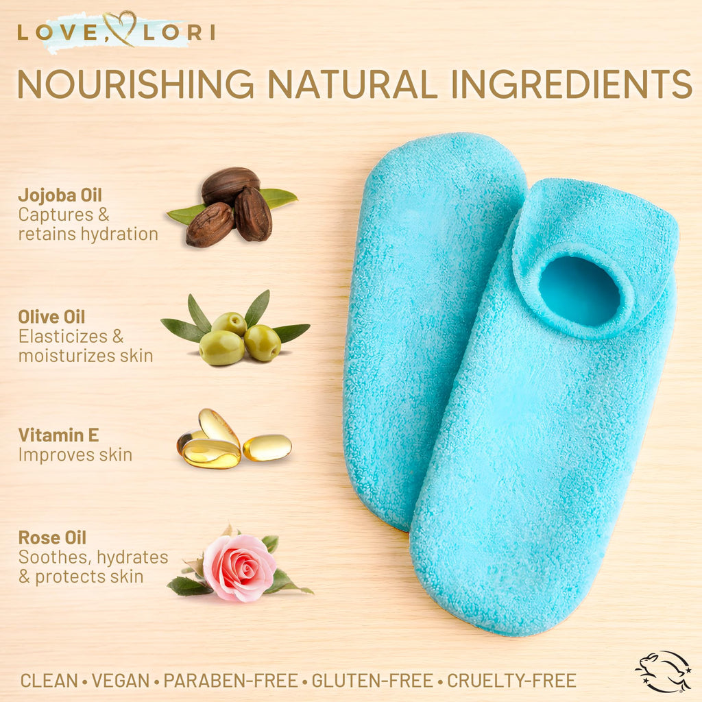 Love Lori Moisturizing Gel Socks for Women - Dry Cracked Feet, S/M | Gel-lined socks for dry, cracked feet - infused with Vitamin E & Jojoba Oil; wear 20 minutes for softer, smoother skin