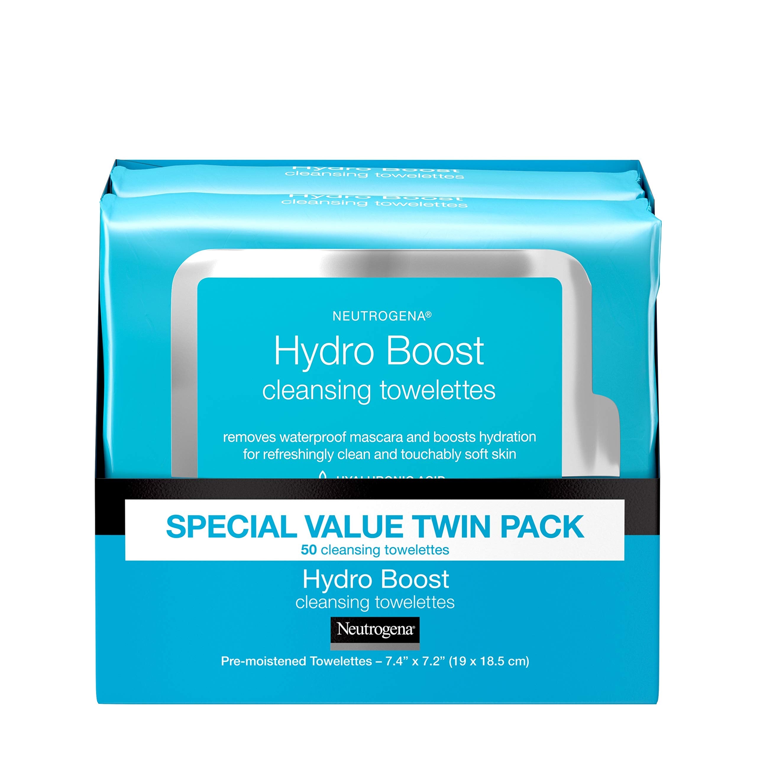 Neutrogena Hydro Boost Cleansing Wipes Makeup Remover, 25 Ct | Micellar Cleansing Cloths, Gently Removes Oil, Dirt, Waterproof Makeup, Hydrating Hyaluronic Acid