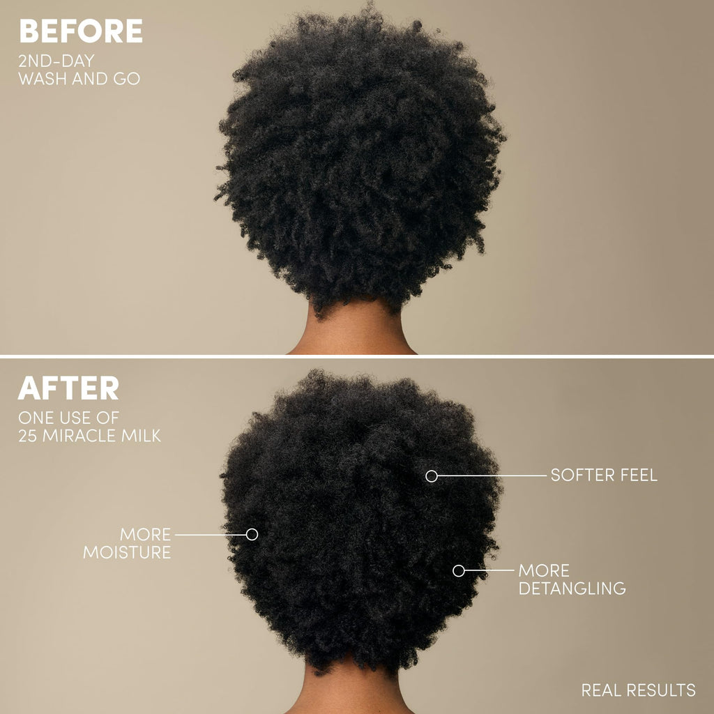 Mizani 25 Benefit Miracle Milk - Leave in Conditioner for Curly Hair, With Coconut Oil, Curl Detangler Spray, Anti Frizz Heat Protectant, No Drying Alcohols, Paraben-Free