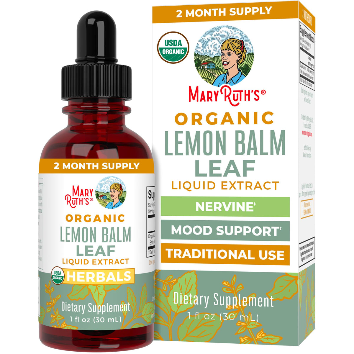 MARYRUTH'S Organic Lemon Balm Leaf Liquid Extract, Mood Support, 1 Fl Oz