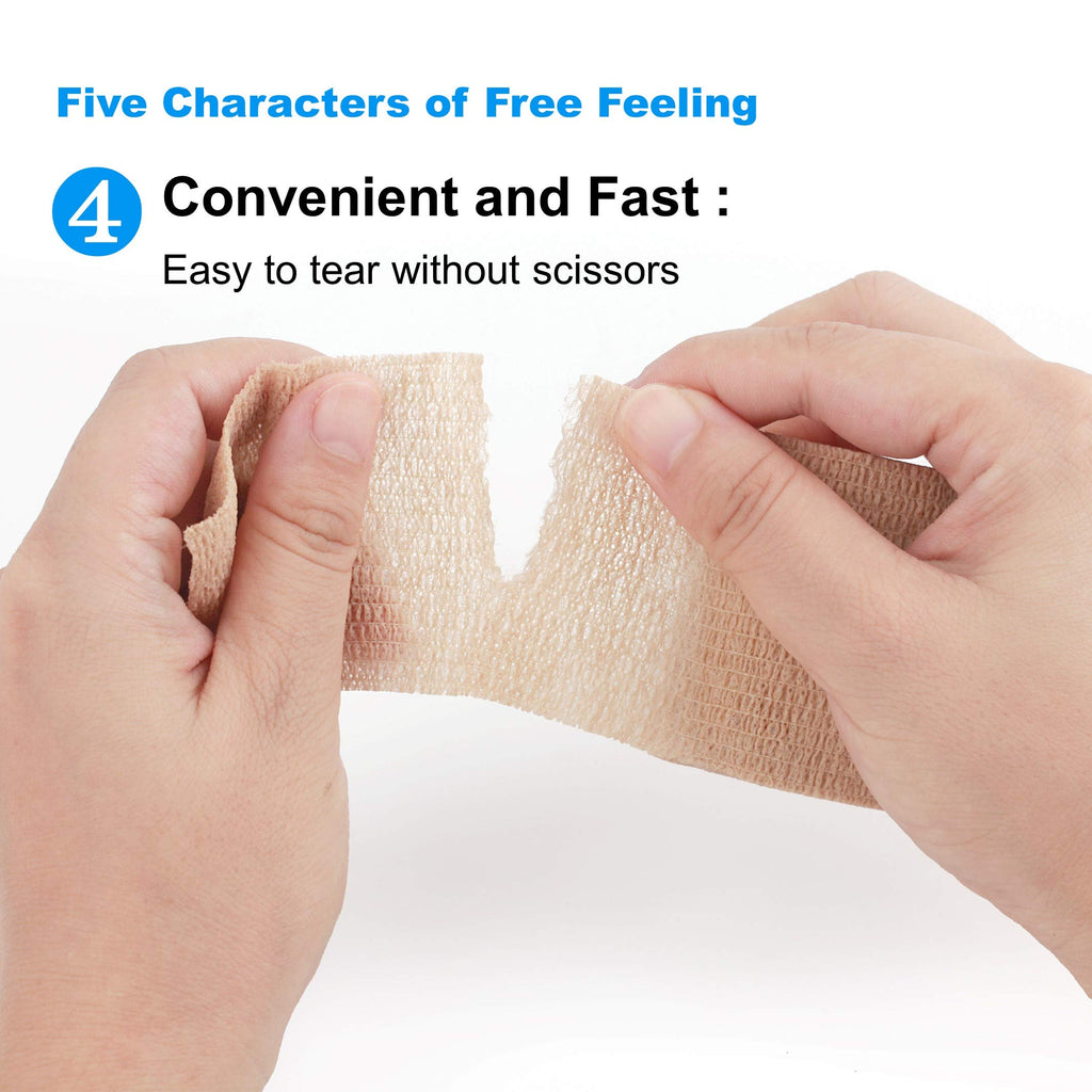 self Adhesive Bandage wrap,Cohesive Bandage,Medical Tape,Vet Wrap, Athletic Elastic Stretch Band, self Adhesive, Flexible, Breathable & idea for Sport Injury & Wound/Finger/Wrist (Pets Too) 2“x15ft