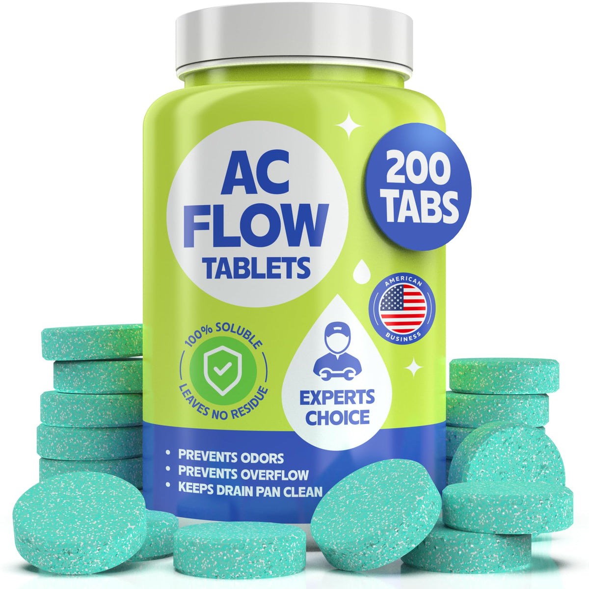 HVAC Drain Line Cleaner- Prevents Odors, Keeps HVAC Drain Pan Clean, Prevents Overflow, No residue | One Tablet Lasts up to 4 Weeks