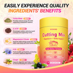Cutting Drink Mix – Dual-Action Satiety Signaling, Energy & Digestive Health with Berberine, Chromium, FOS, Yerba Mate & 5-HTP | Vegan, Sugar-Free, Non-GMO - 30 Sticks