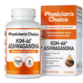Physician's CHOICE KSM-66 Ashwagandha Root Extract 1,000mg, Organic, 60ct | Stress, Mood & Athletic Support, 5% Withanolides with Black Pepper Extract for Maximum Absorption, Vegan
