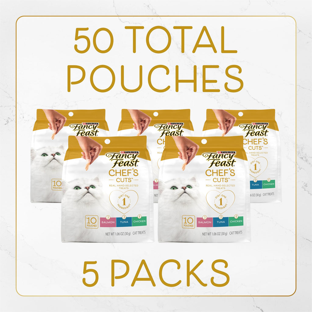 Fancy Feast Purina Natural Cat Treats Variety Pack - 5 Pack, 10 ct Pouches