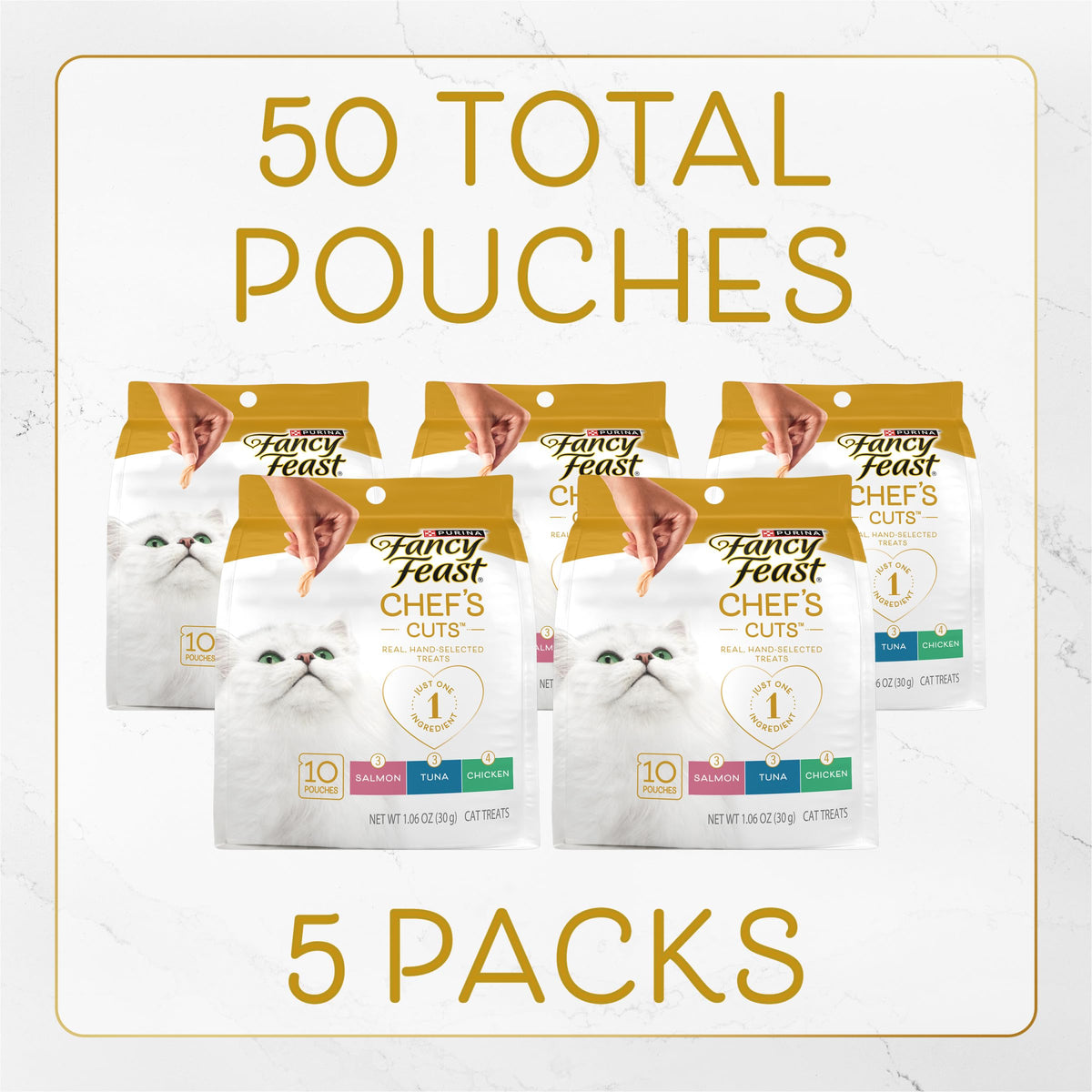 Fancy Feast Purina Natural Cat Treats Variety Pack - 5 Pack, 10 ct Pouches