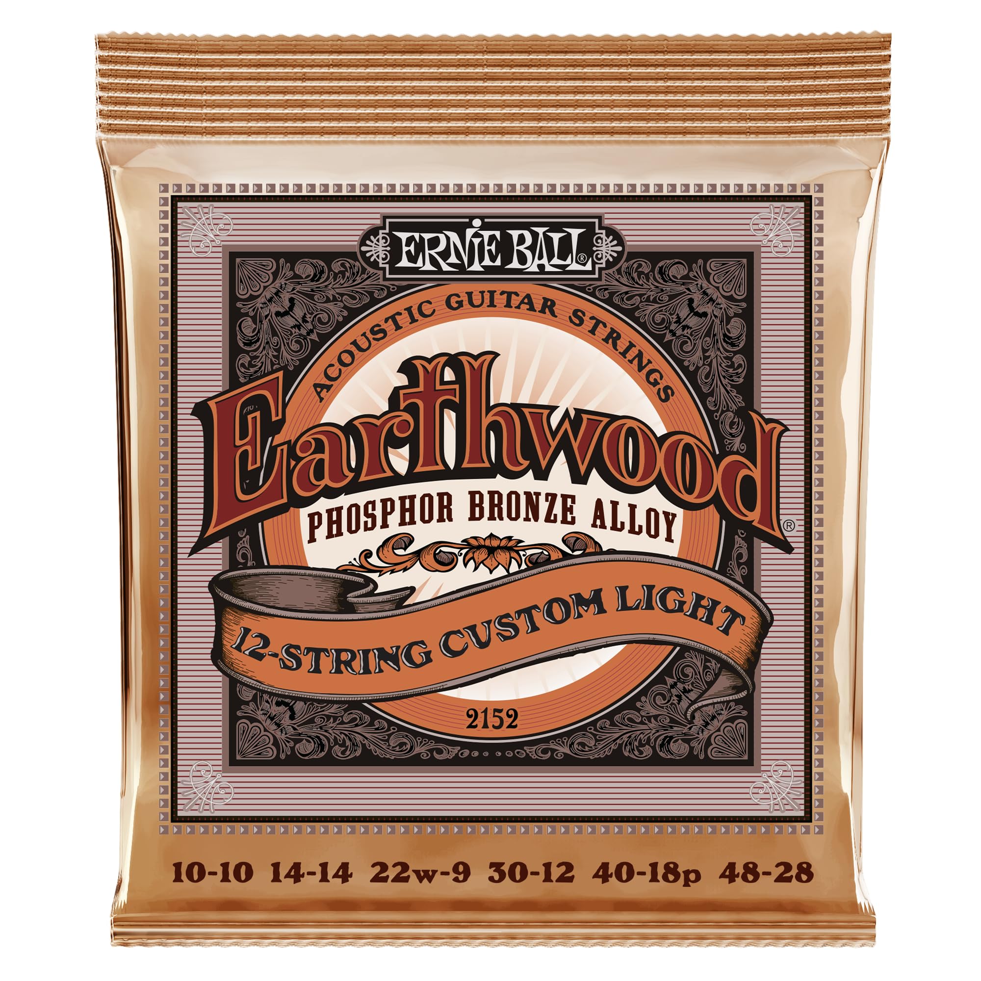 Buy now Ernie Ball Earthwood Medium Light Phosphor Bronze Acoustic Guitar Strings, 12-54 Gauge (P02146) 12-String Custom Light (10-48) Single Pack at indiglob india
