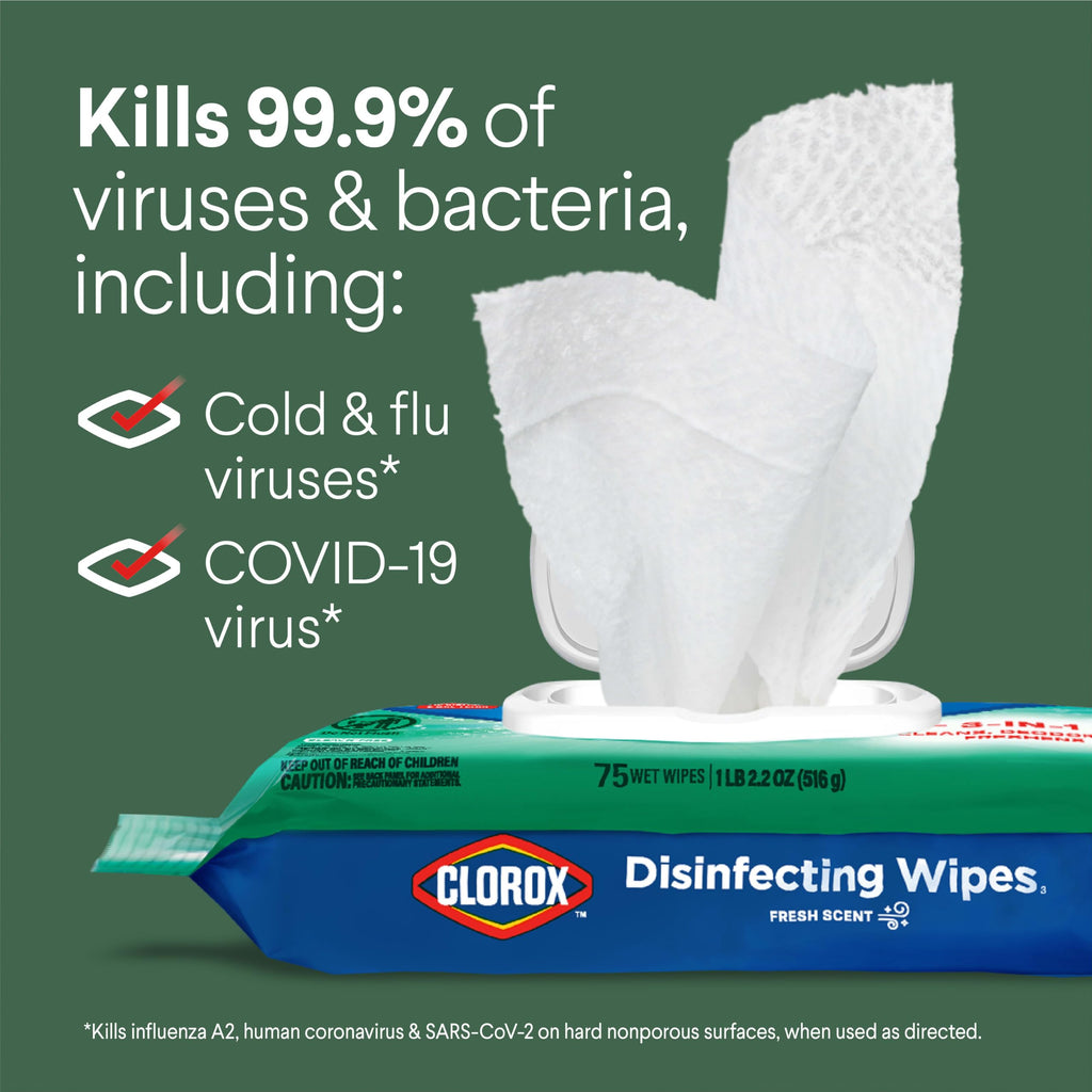 Buy now Clorox Disinfecting Wipes, Bleach Free Cleaning, Crisp Lemon, 75 Count (Pack May Vary) at indiglob india
