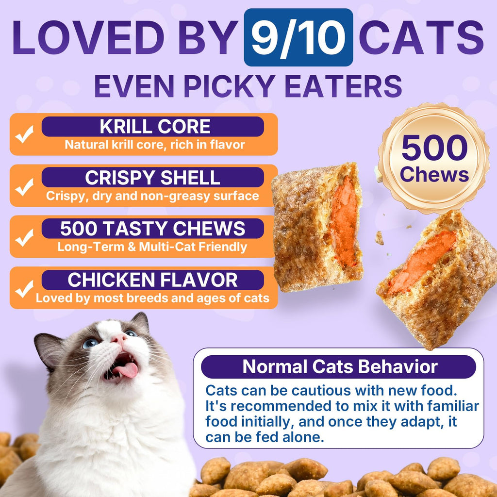 Taurine for Cats, Cat Vitamins & Multivitamin Treats, 500 Ct, Heart Support