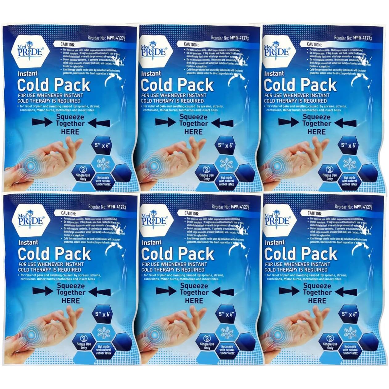 Buy now MED PRIDE Instant Cold Pack First Aid Kit Ice Pack for Injuries and Pain Relief, No Freezer Needed, 5in X 6in (6 Count (Pack of 1) Clear) 6 Count (Pack of 1) at indiglob india