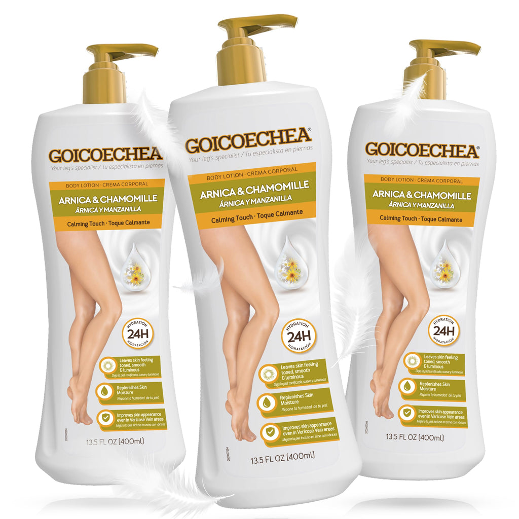 Goicoechea Arnica & Chamomile, Varicose Veins Cream, 13.5 Oz, 1-Pack | Improves Appearance of Varicose Veins, Body Lotion, Soothes Tired Legs, Hydrates & Refreshes Skin, Non-Greasy Daily Formula