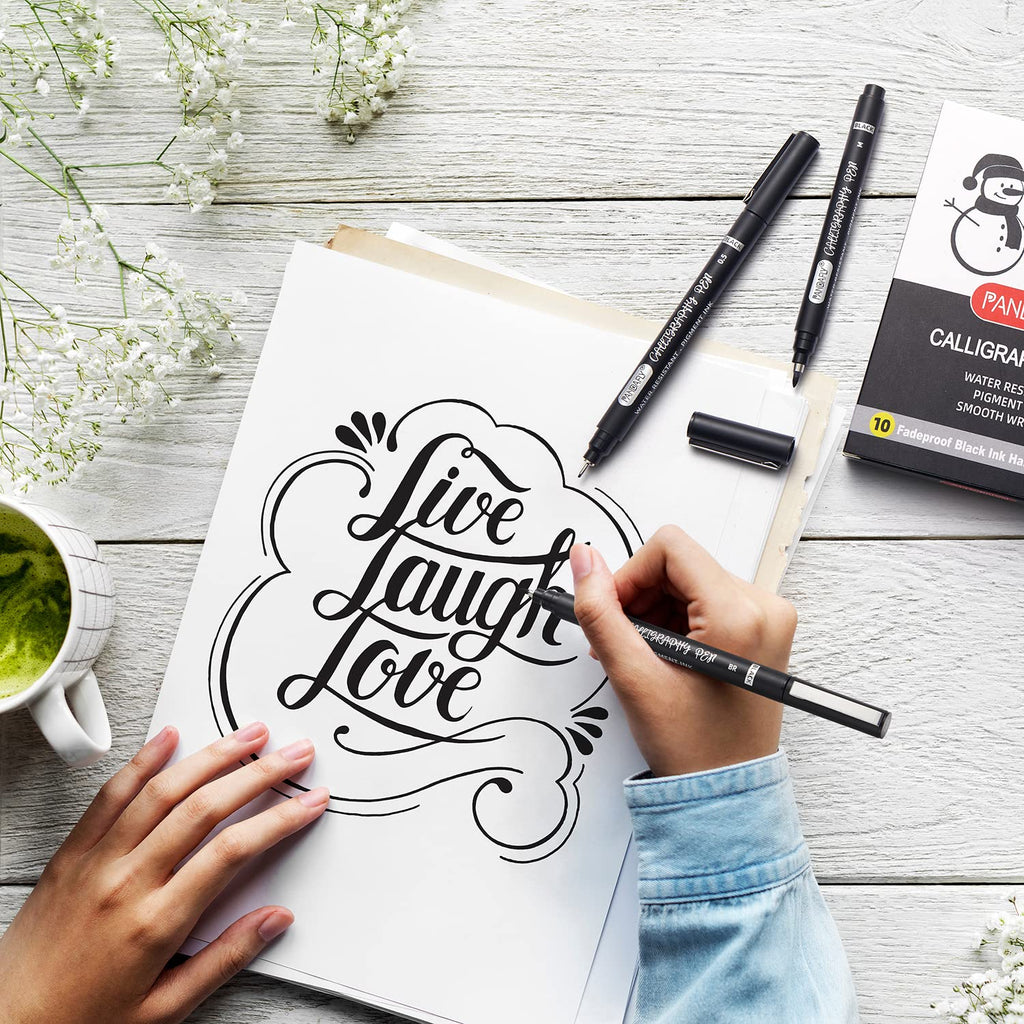 PANDAFLY Calligraphy Pens for Writing, 10 Size, Hand Lettering Pens