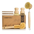 DEBETOOL 6-Piece Bamboo Dish Brush Set with Coconut Sponge