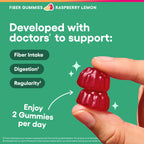 Physician's CHOICE Fiber Gummies for GLP-1 Support - No Sugar Added & Vegan - Raspberry Lemon - Natural Chicory Root Prebiotic Fiber Gummy - Digestive Health & Regularity for Women & Men - 60CT