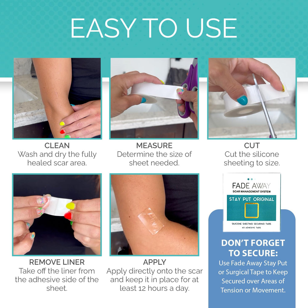 Fade Away Silicone Scar Tape Roll for Surgical Scars, Medical Grade, 6 ft