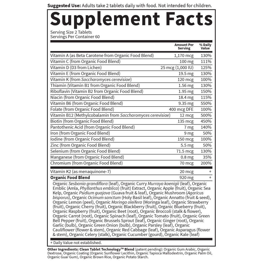 Garden of Life Organics Women's Multivitamin, USDA Organic, 120 Tablets | Vitamin C, D3, Folate, B12, Biotin & Iron, Energy, Heart Health & Radiant Skin, Non-GMO, Vegan