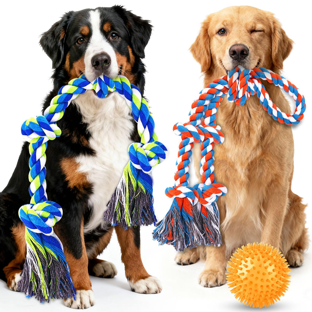 Tough Dog Toys for Aggressive Chewers – 3 Pack Tough Chew Toys for Large Dogs, Strong Rope Toys Ideal for Tug-of-War & Teeth Cleaning