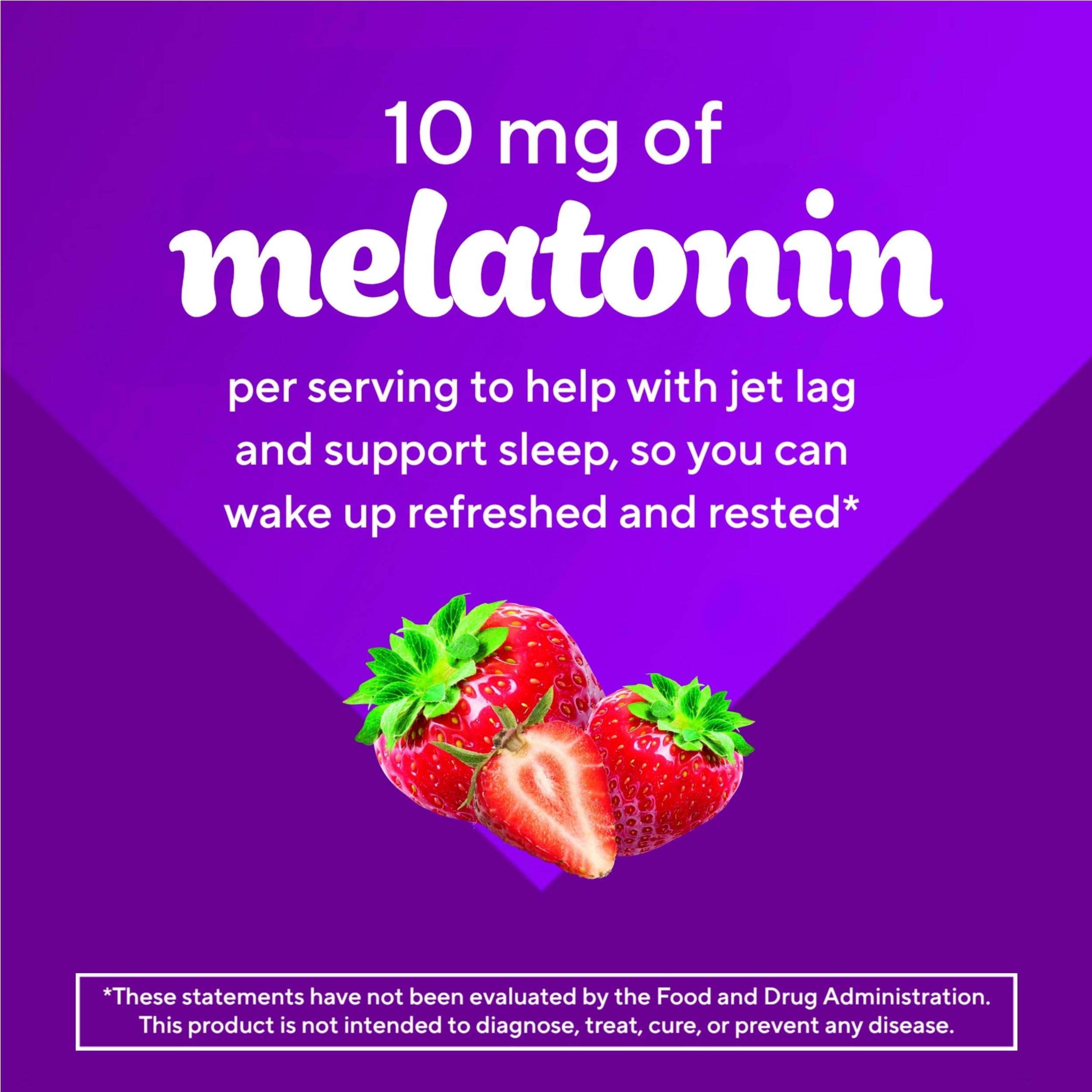 Vitafusion Melatonin Gummies | 10mg | 100 Count | Max Strength Gummy for Adults | Strawberry Flavor | Gluten-Free Supplement
