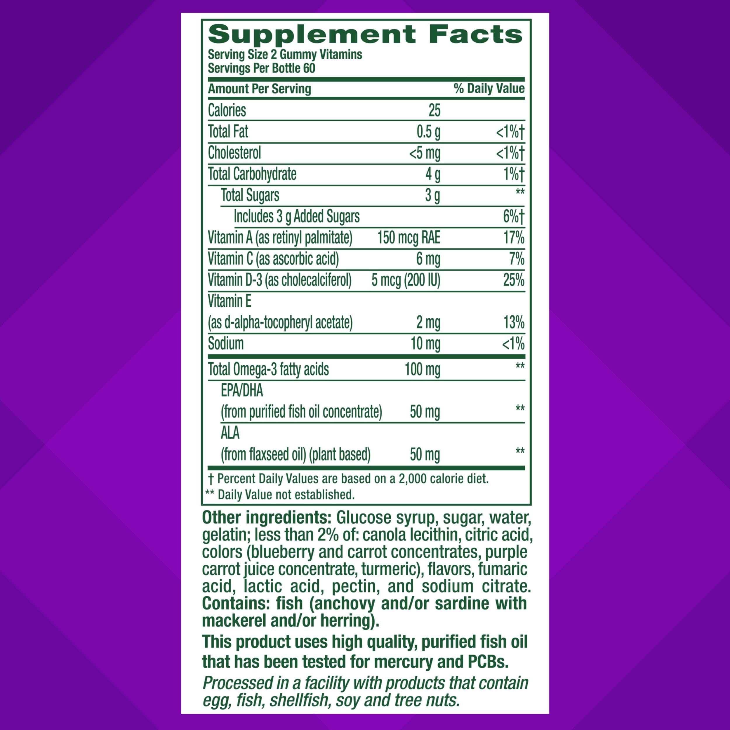 Buy now Vitafusion Omega-3 Gummy Vitamins, Berry Lemonade Flavored, Heart Health Vitamins(1) With Omega 3 EPA/DHA and Vitamins A, C, D and E, Americaâ€™s Number 1 Vitamin Brand, 60 Day Supply, 120 Count at indiglob india