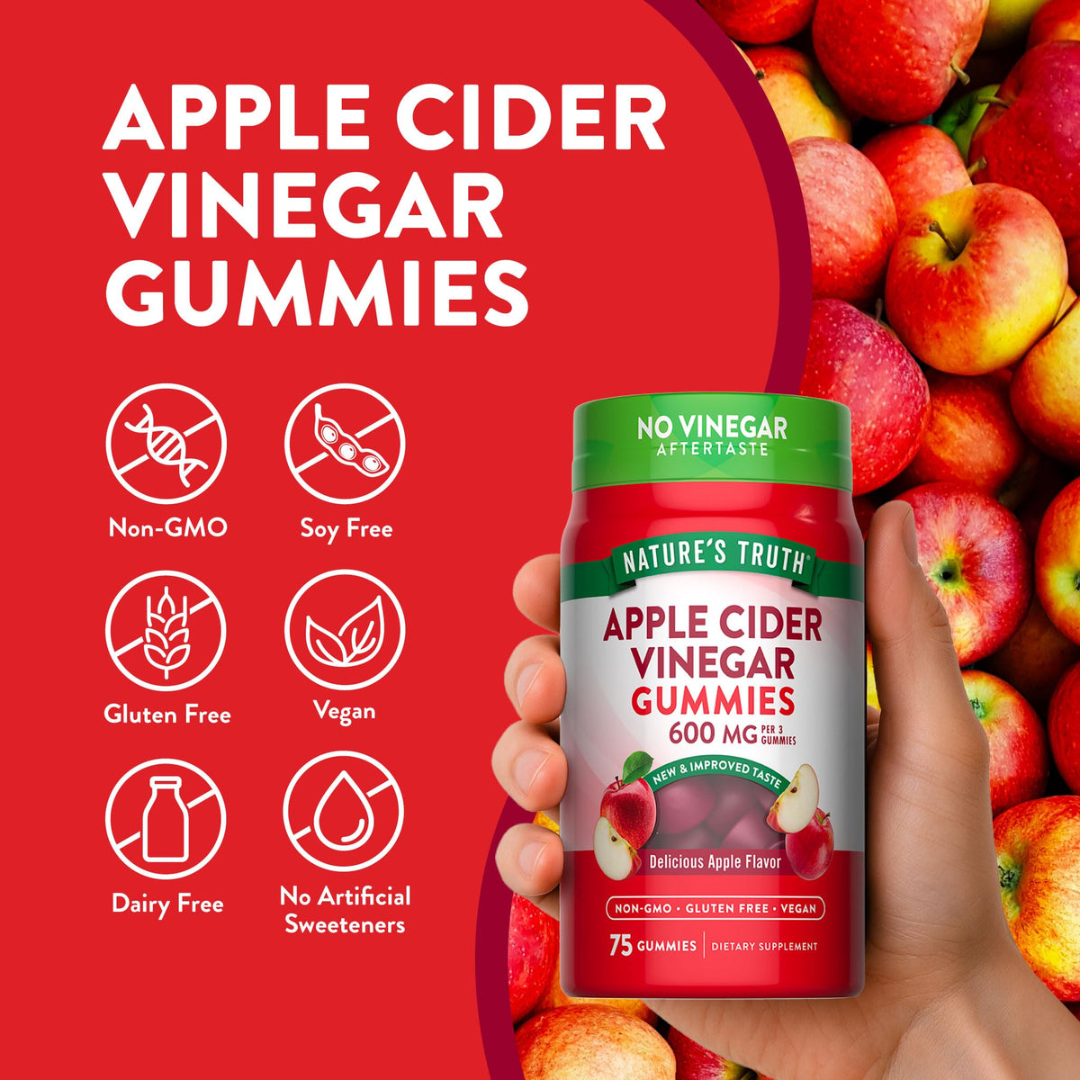 Nature's Truth Apple Cider Vinegar Gummies | 600 mg | 75 Gummies