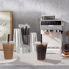 lucdnc 16oz Disposable Clear Plastic Cups with Lids & Straws