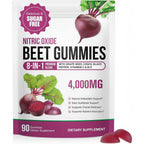 Super Beetroot Gummies, 8 in 1 Beet Root 4,000mg with Grape Seed Extract & CoQ10, Sugar Free - 90 Count (1)