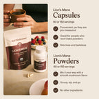 Real Mushrooms Lion's Mane Capsules, Brain, Focus and Cognition, 120ct | Organic Lion's Mane Extract for Wellness, Focus, Clarity Support, Vegan Non-GMO Powder, Daily Use, Verified Beta Glucans