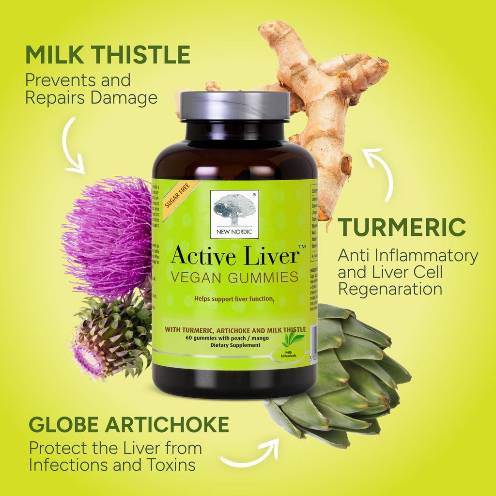 NEW Nordic Active Liver Support Gummies Supplement 180-Day Supply (3 Pack) | Sugar-free botanical gummies made with milk thistle extract and globe artichoke for daily routine integration