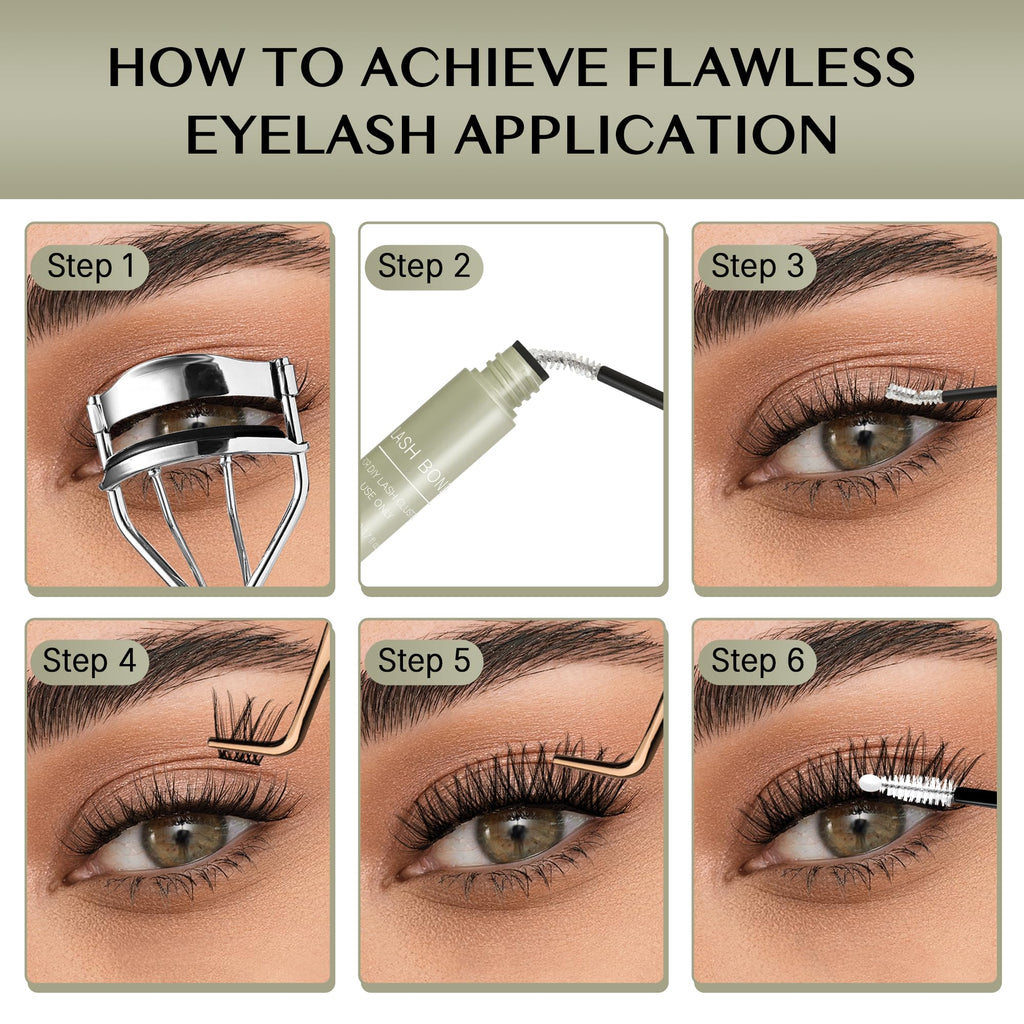 VEYESBEAUTY Lash Bond and Seal Waterproof 2 in 1 Cluster Lash Glue White | Eyelash Extensions Long Lasting Strong Hold Individual Eyelash Glue for Self-Application at Home