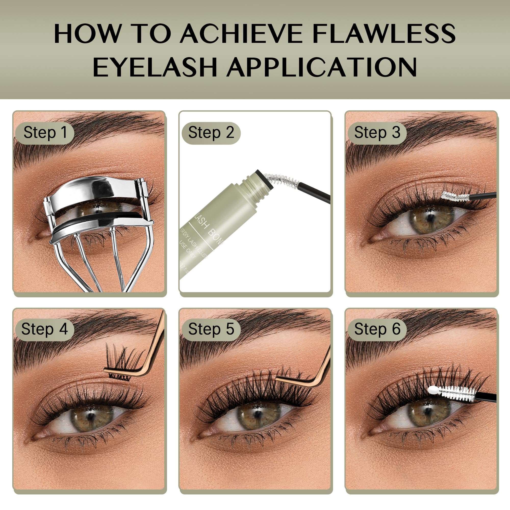 VEYESBEAUTY Lash Bond and Seal Waterproof 2 in 1 Cluster Lash Glue White | Eyelash Extensions Long Lasting Strong Hold Individual Eyelash Glue for Self-Application at Home