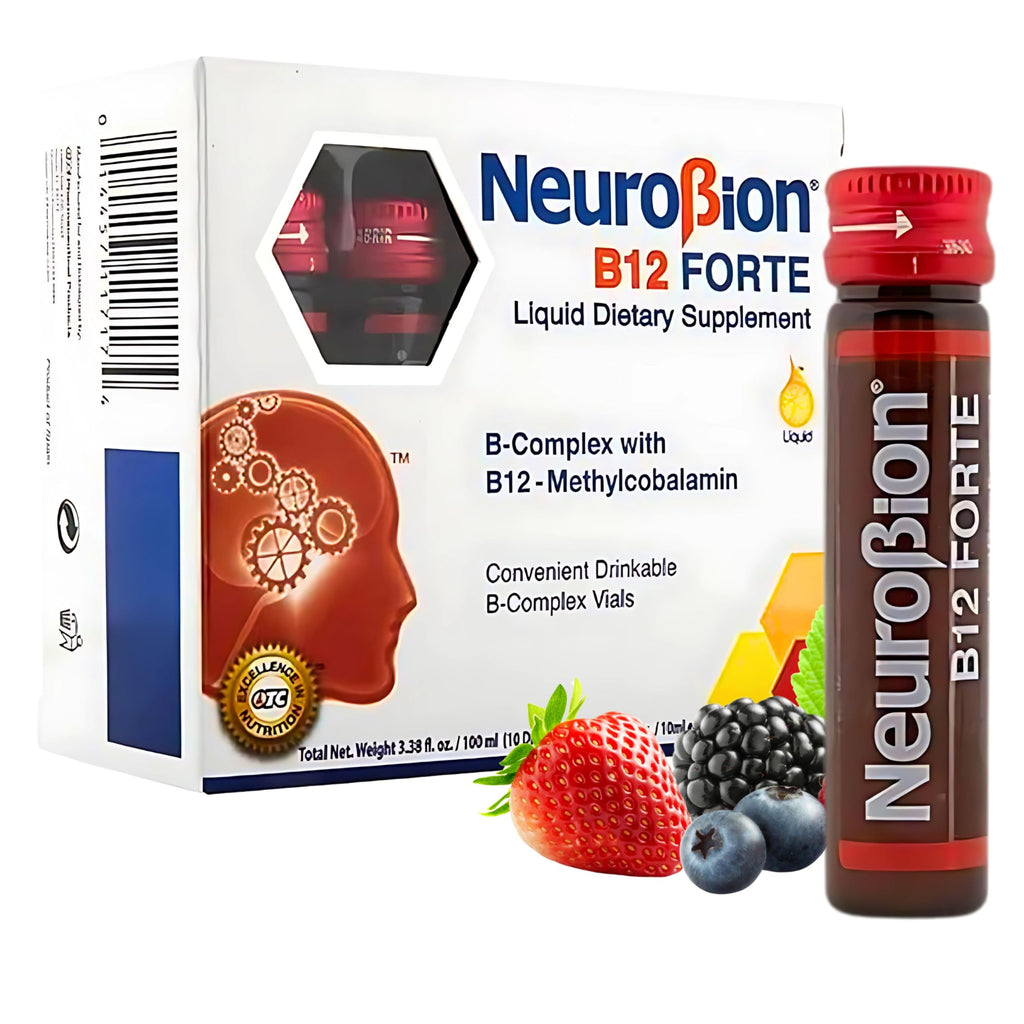 Neurobion Forte Vitamin B12 Methylcobalamin B6 B2 Niacin Liquid Shots Daily Energy & Nervous System Support Complex Easy Oral Drinkable10 Vials | High potency liquid supports daily energy and nerve function; open and drink, no pills