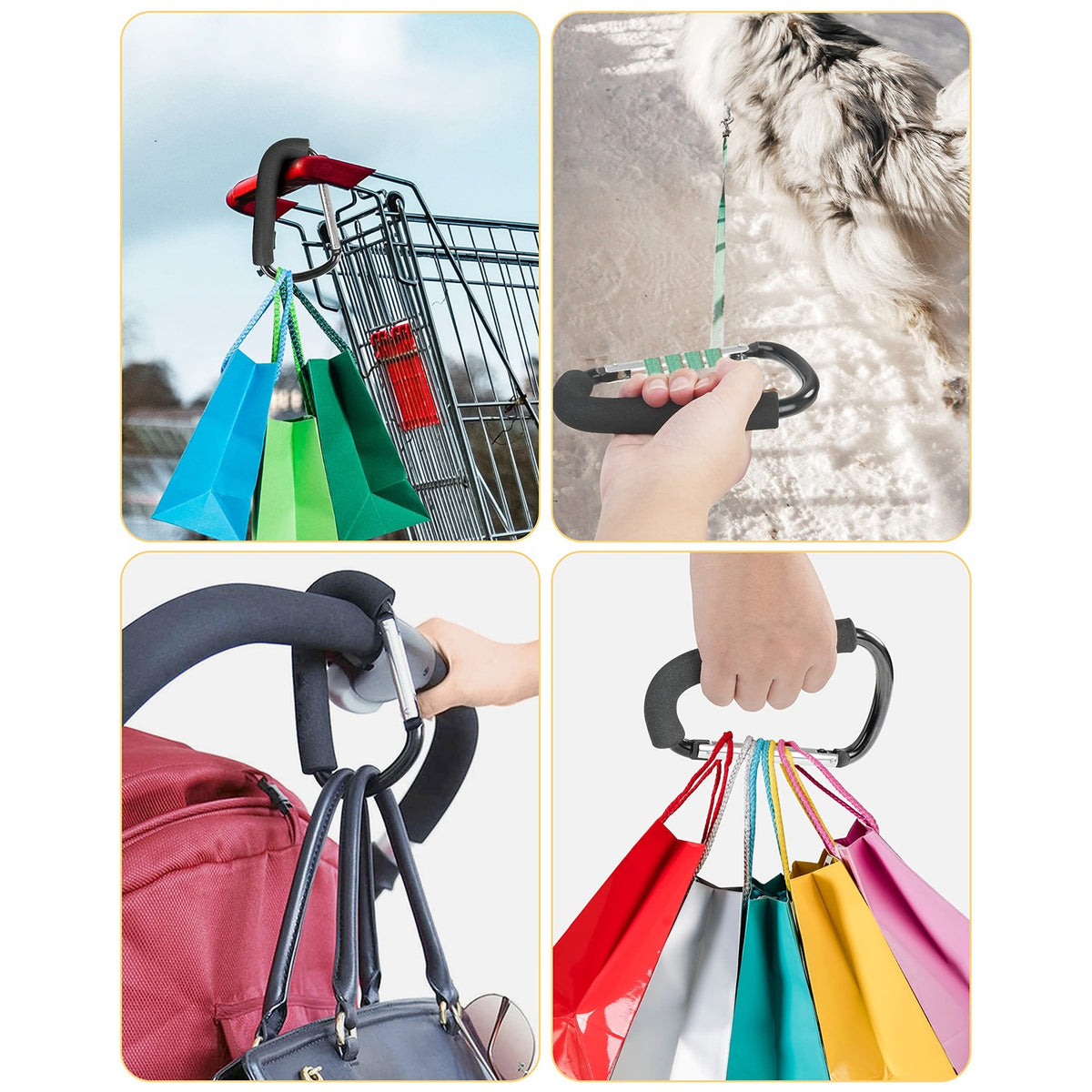 Stroller Hooks, 6.3" Large Stroller Clip, 2 Pack Stroller Hooks for Hanging Bags and Shopping, Stroller Accessories for Mommy, Large Carabiner