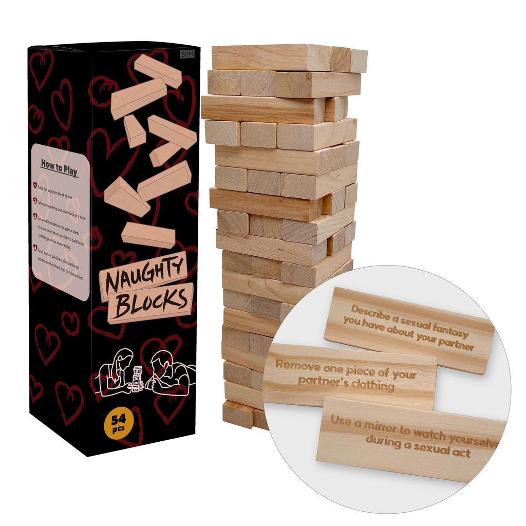 Naughty Blocks – Adult Couples Game with 54 Sexy Challenges for Date Night
