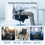 Extra Thick Large Pure Gel Seat Cushion for Long Sitting, Breathable Comfort Cushion for Back, Sciatica, Tailbone & Hip Pain Relief, Washable Portable Cushion for Office Chair, Car, Wheelchair