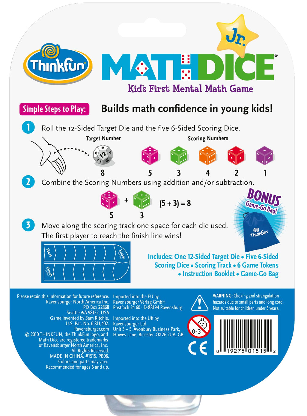 Buy now ThinkFun Math Dice Junior Game - Engaging Math Skills Builder | Perfect for Kids Aged 6+ | Aids in Mental Agility | Toy of The Year Nominee at indiglob india