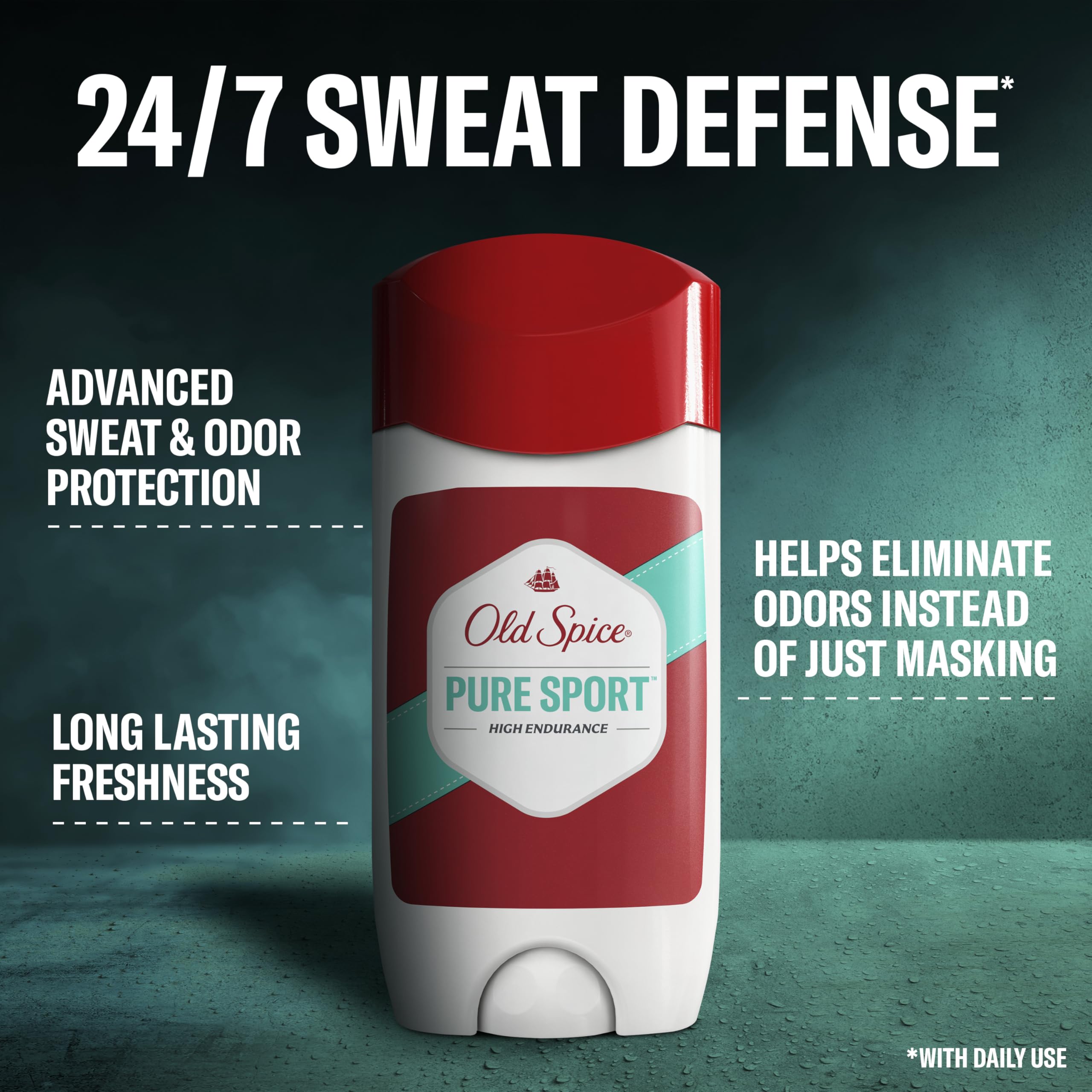 Old Spice Antiperspirant Deodorant For Men, High Endurance, 24/7 Sweat Defense & Odor Protection, 24/7 Freshness & Lasting Scent, Pure Sport Scent, 3.0 oz (Pack of 2)