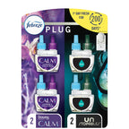 Febreze Odor-Fighting Plug in Air Freshener, Scented Oil Refill, Unstoppables Fresh and Downy Calm Scents, 4 Refills