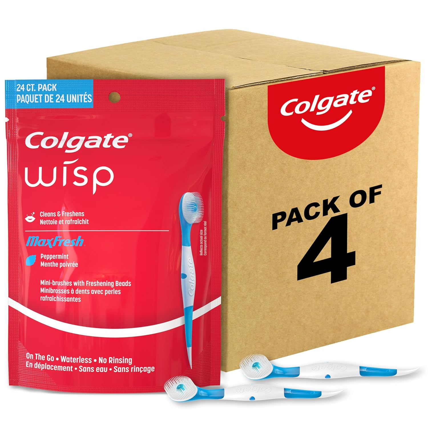 Buy now Colgate Max Fresh Wisp Disposable Mini Travel Toothbrushes, Peppermint, 24 Count (Pack of 4) 24 Count (Pack of 4) at indiglob india