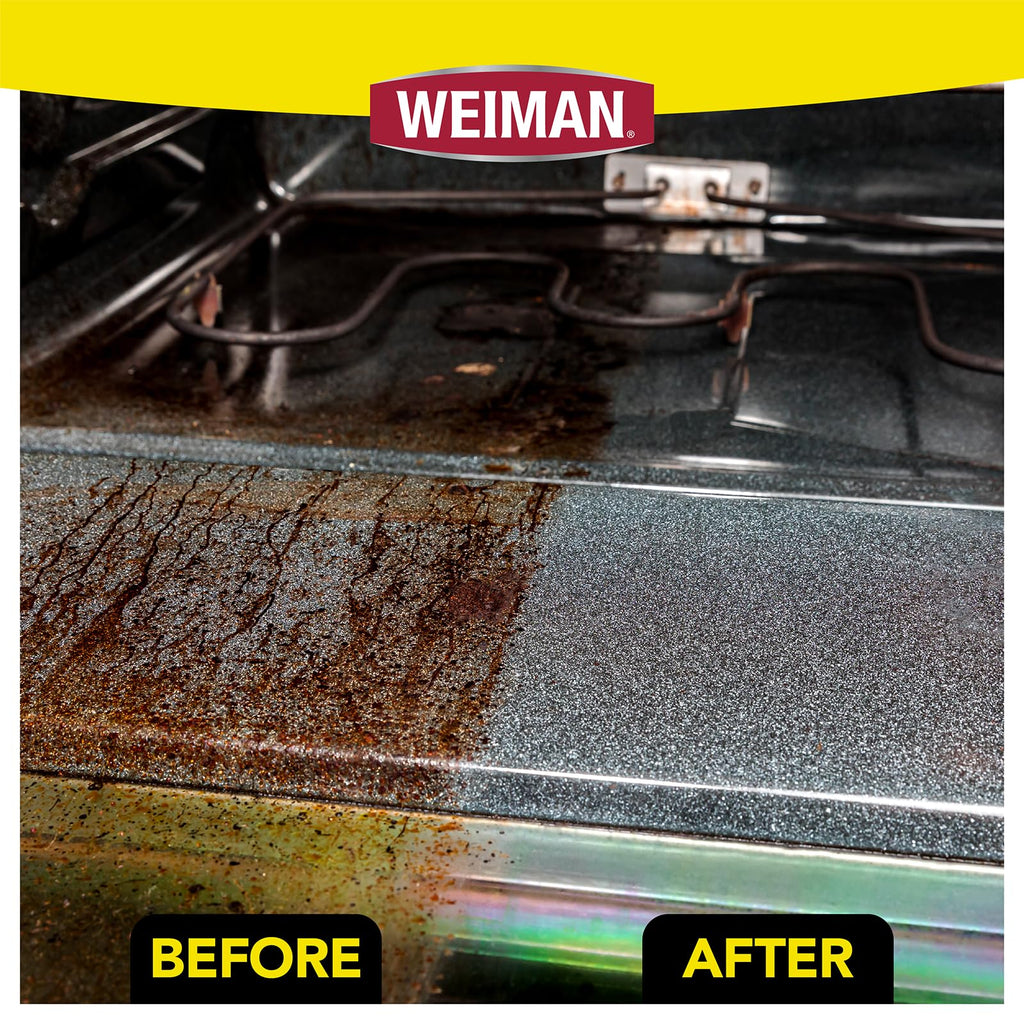Weiman Heavy Duty Stove and Oven Cleaner 3 Piece Total Clean Kit, For Baked on Grease, Grime, Carbonized Food, Includes Foaming Cleaner (24oz), Precision Razor Tool, Dual-Action Scrub & Shine Sponge