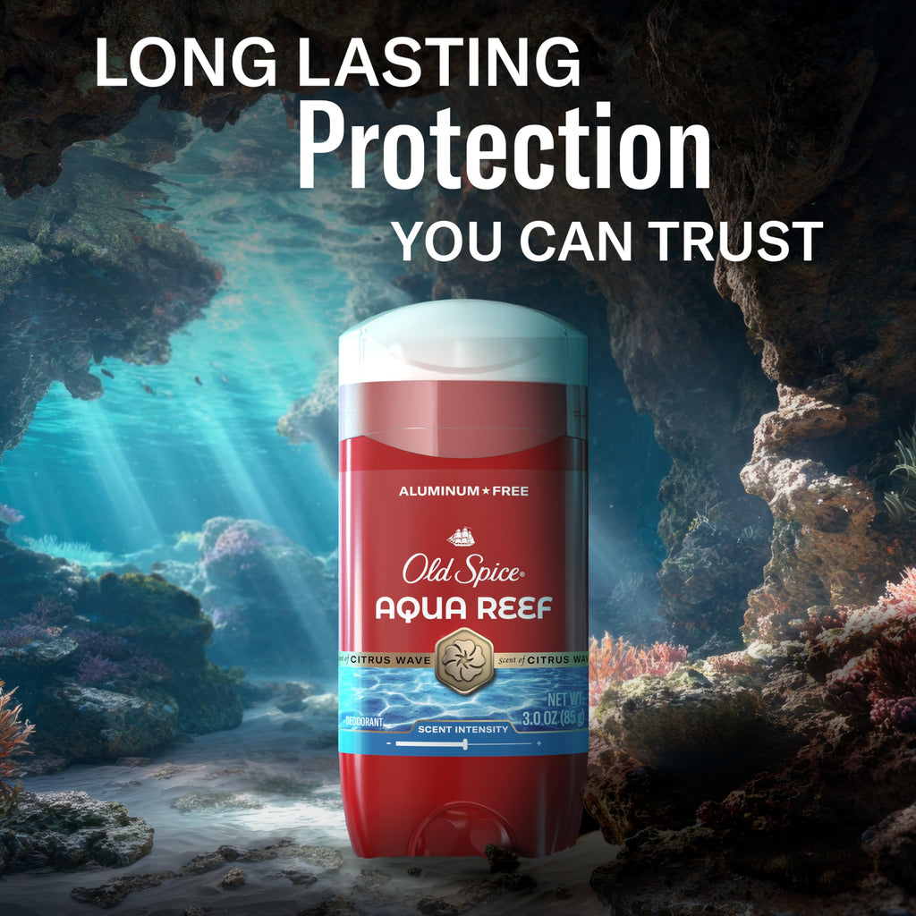 Old Spice Aluminum Free Deodorant for Men, 24/7 Odor Protection, 24/7 Freshness & Lasting Scent, Aqua Reef with Cypress Scent, 3.0 oz (Pack of 2)