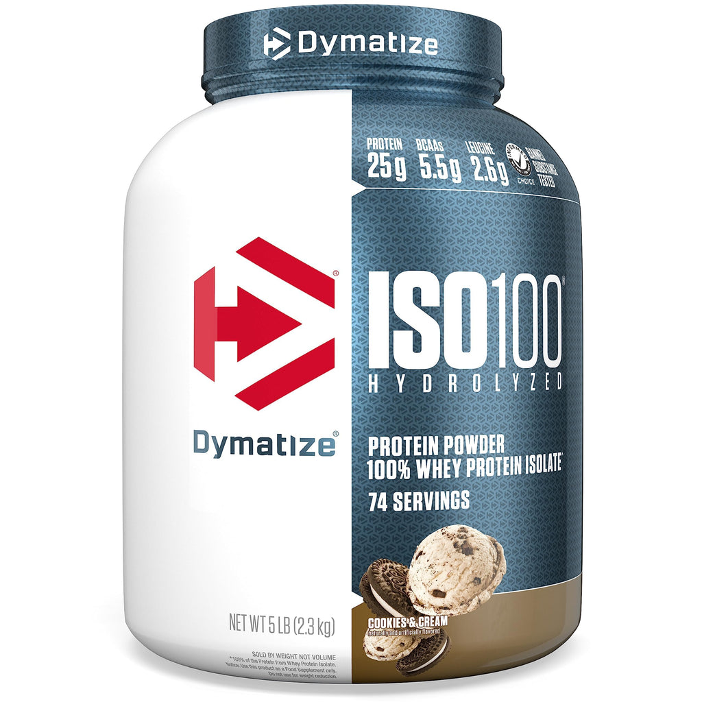 Buy now Dymatize ISO100 Whey Protein Powder Isolate, Gourmet Chocolate, 25g of Protein, 5 Pound, 5.5g BCAAs, Less Than 120 Cal., Gluten Free, 1g Fat, 1g Sugar, 2g Carb (71 Servings) at indiglob india